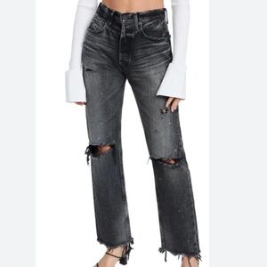 Moussy Vintage Odessa Wide Straight Jeans Black